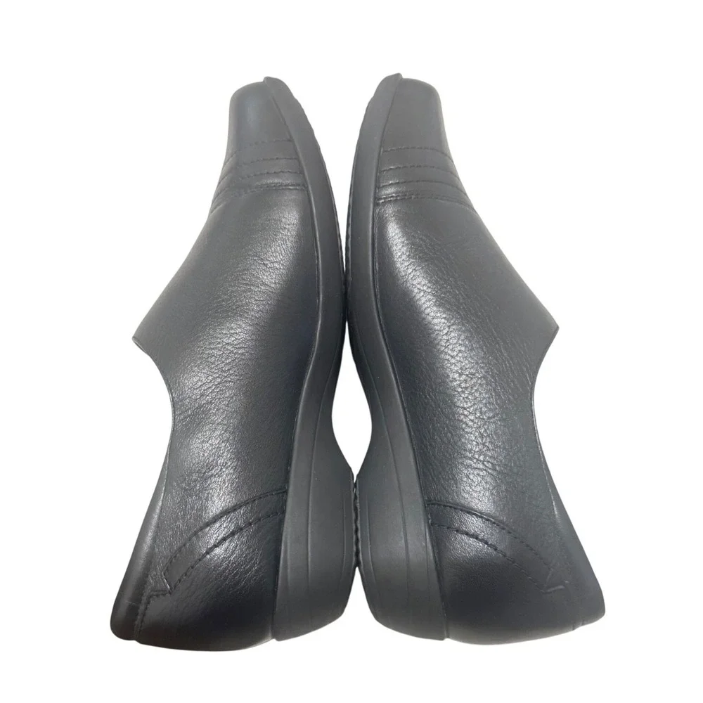 Dansko Franny Comfort Shoes Womens 8W Black Milled Nappa Leather Slip On Loafer